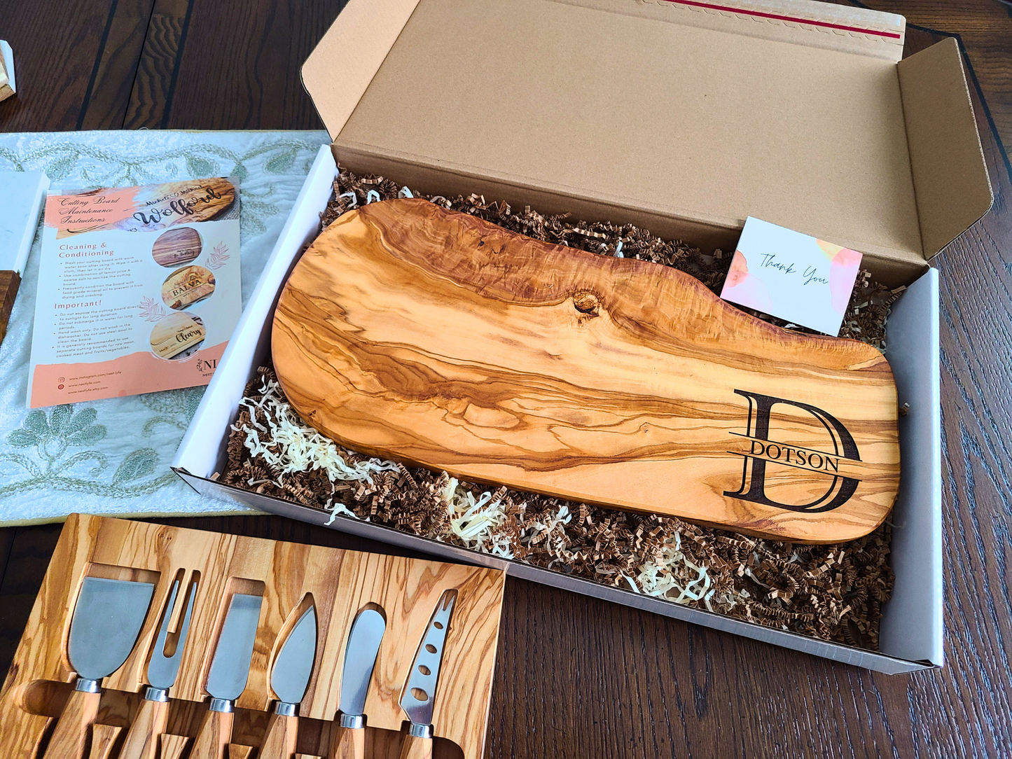 Personalized Olive Wood Live Edge Charcuterie Board
