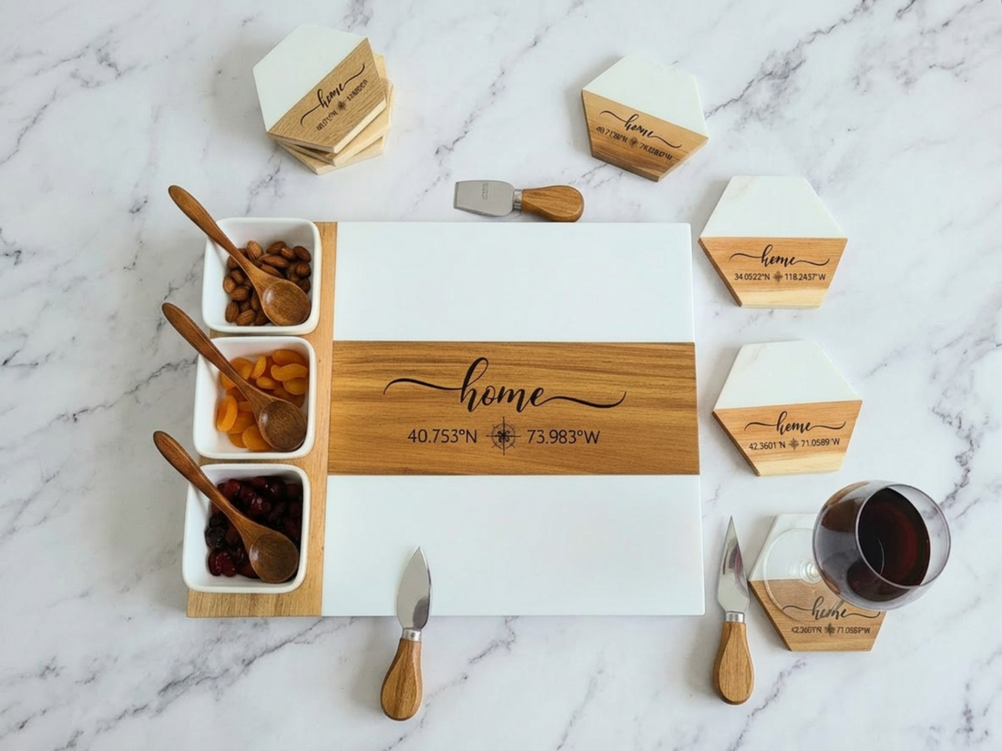 Acacia Wood & Marble Charcuterie Boards