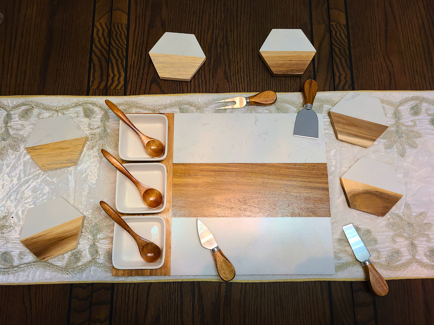 Personalized Acacia Wood and Marble Serving Board