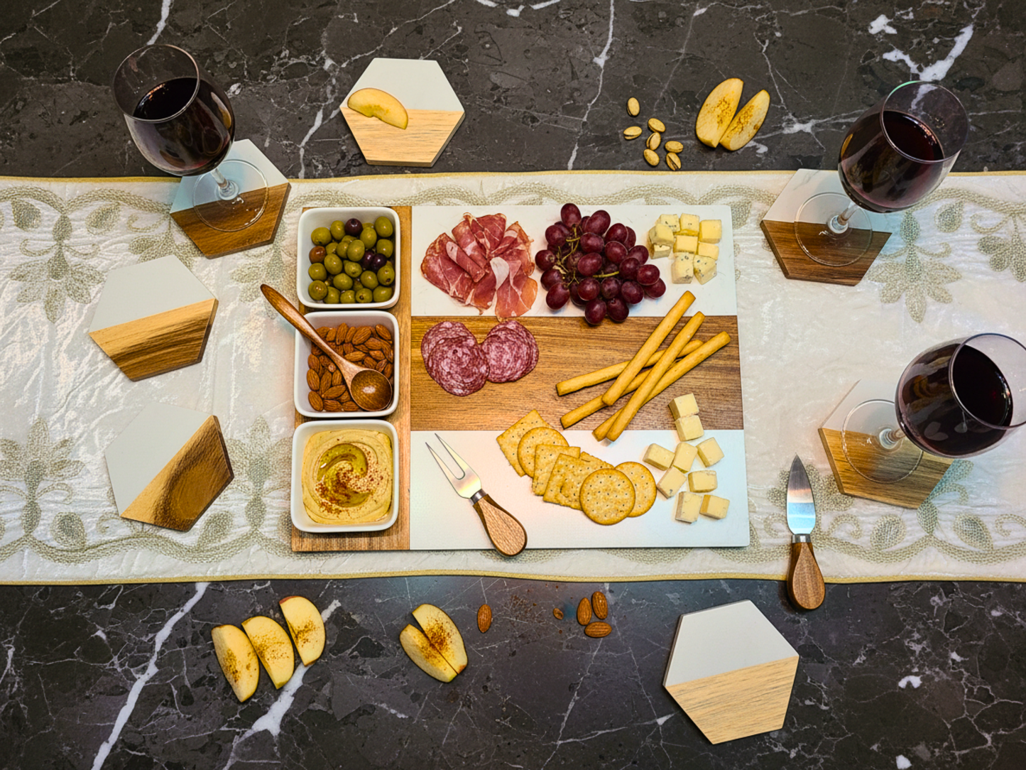 Personalized Acacia Wood and Marble Serving Board