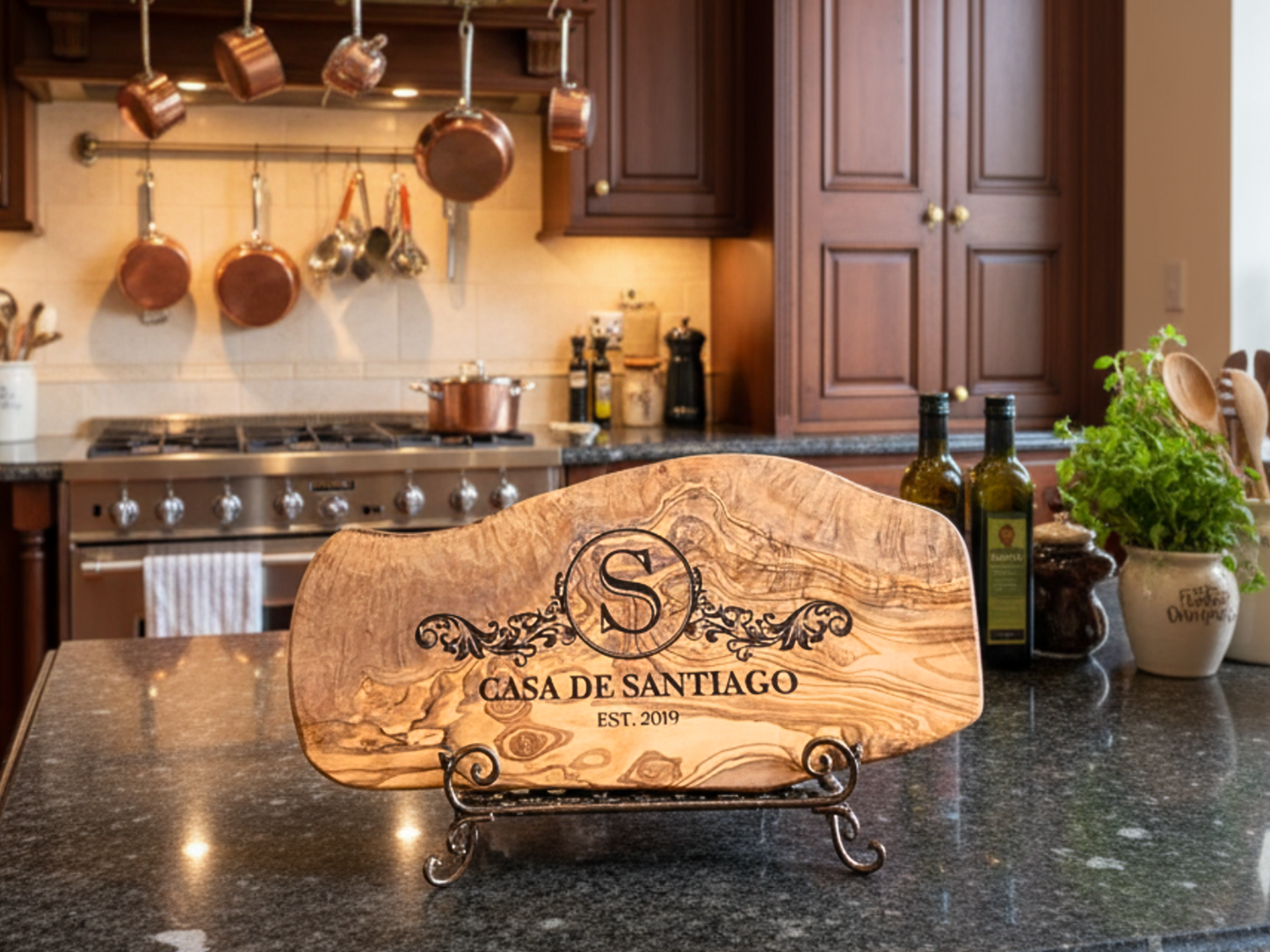 Personalized Olive Wood Live Edge Charcuterie Board