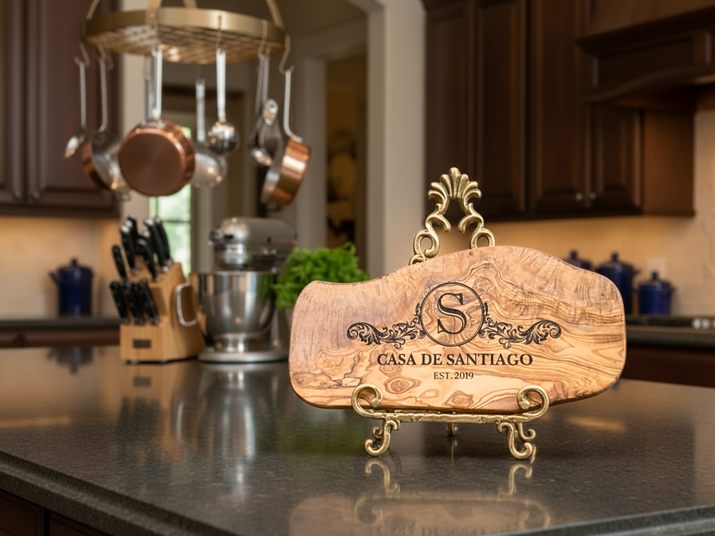 Personalized Olive Wood Live Edge Charcuterie Board
