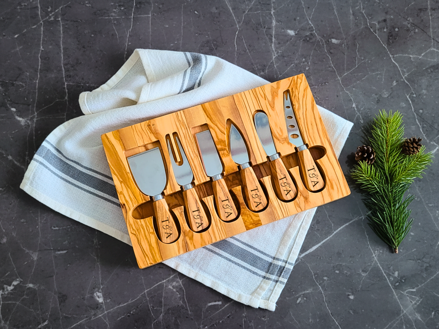 Personalized Olive Wood Live Edge Charcuterie Board