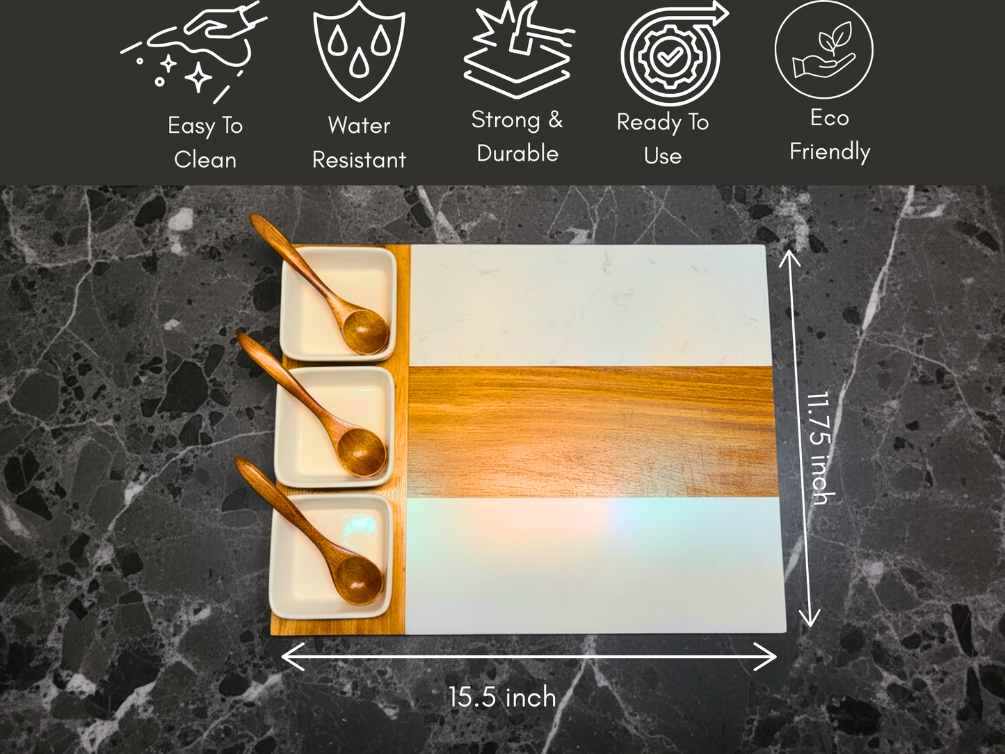 Personalized Acacia Wood and Marble Serving Board