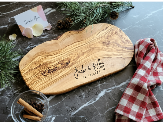 Personalized Olive Wood Live Edge Charcuterie Board