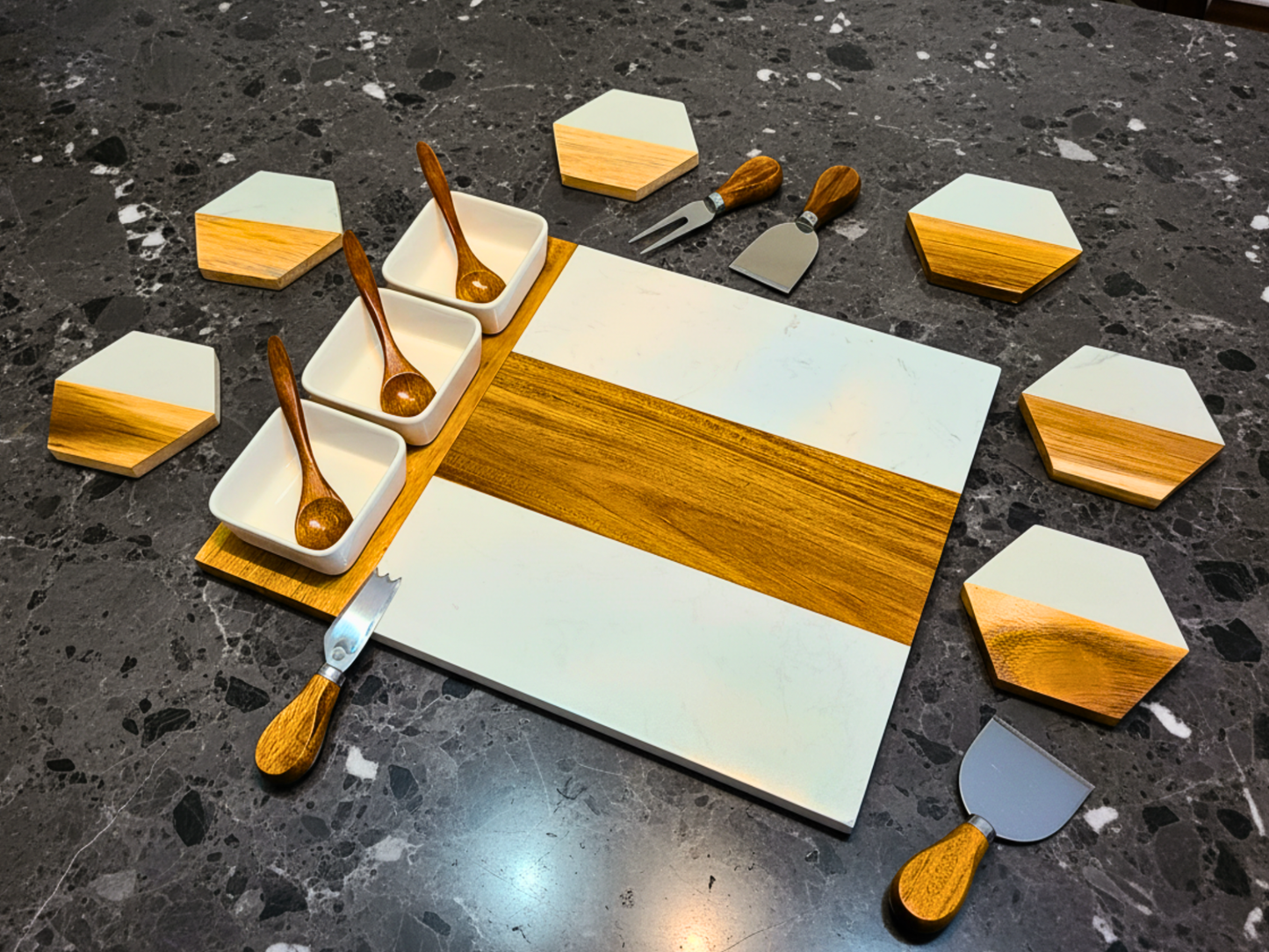 Personalized Acacia Wood & Marble Charcuterie Board