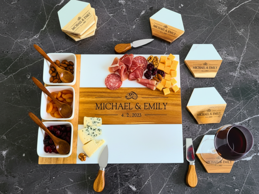 Personalized Acacia Wood & Marble Charcuterie Board