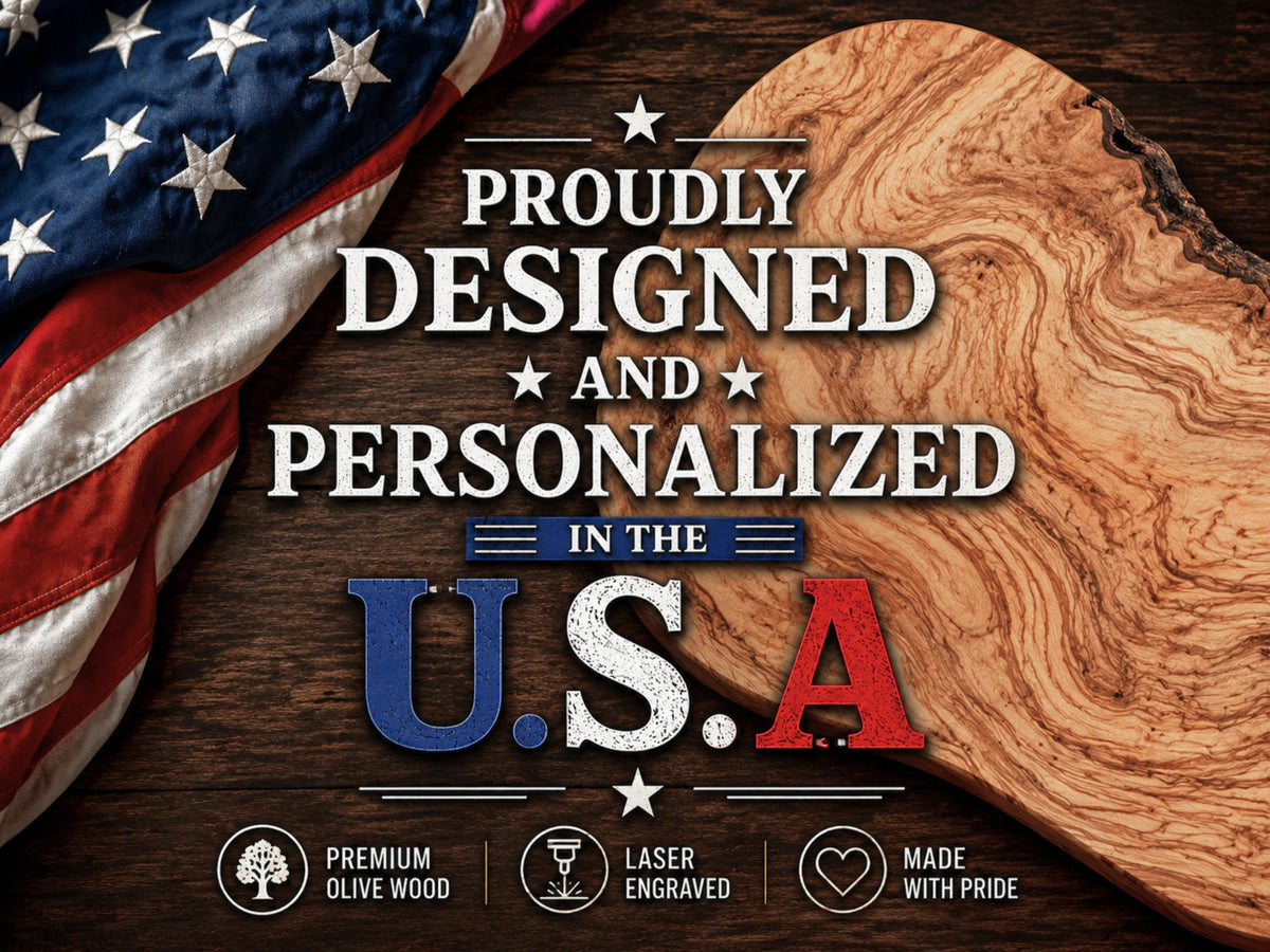 Personalized Olive Wood Live Edge Charcuterie Board