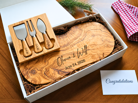Personalized Olive Wood Live Edge Charcuterie Board