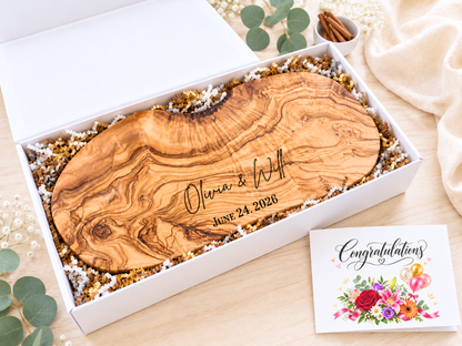 Personalized Olive Wood Live Edge Charcuterie Board
