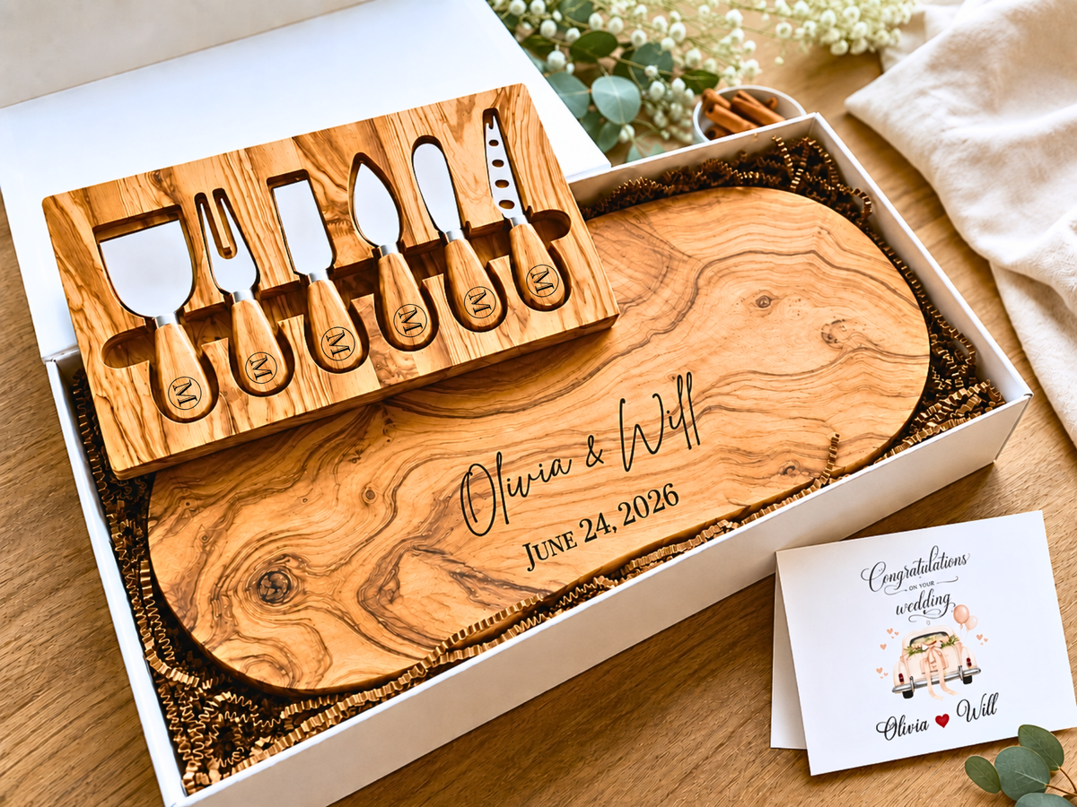 Personalized Olive Wood Live Edge Charcuterie Board