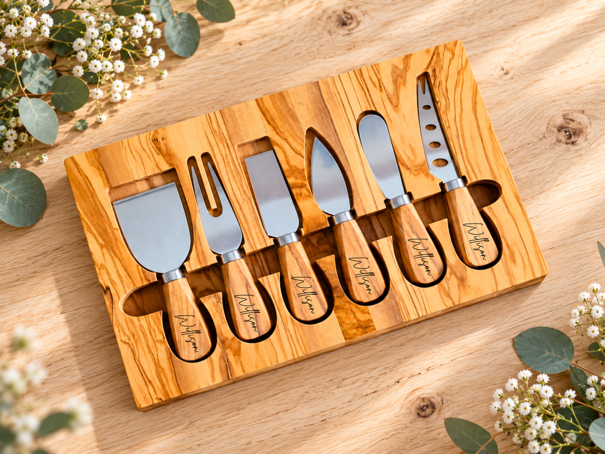 Personalized Olive Wood Live Edge Charcuterie Board