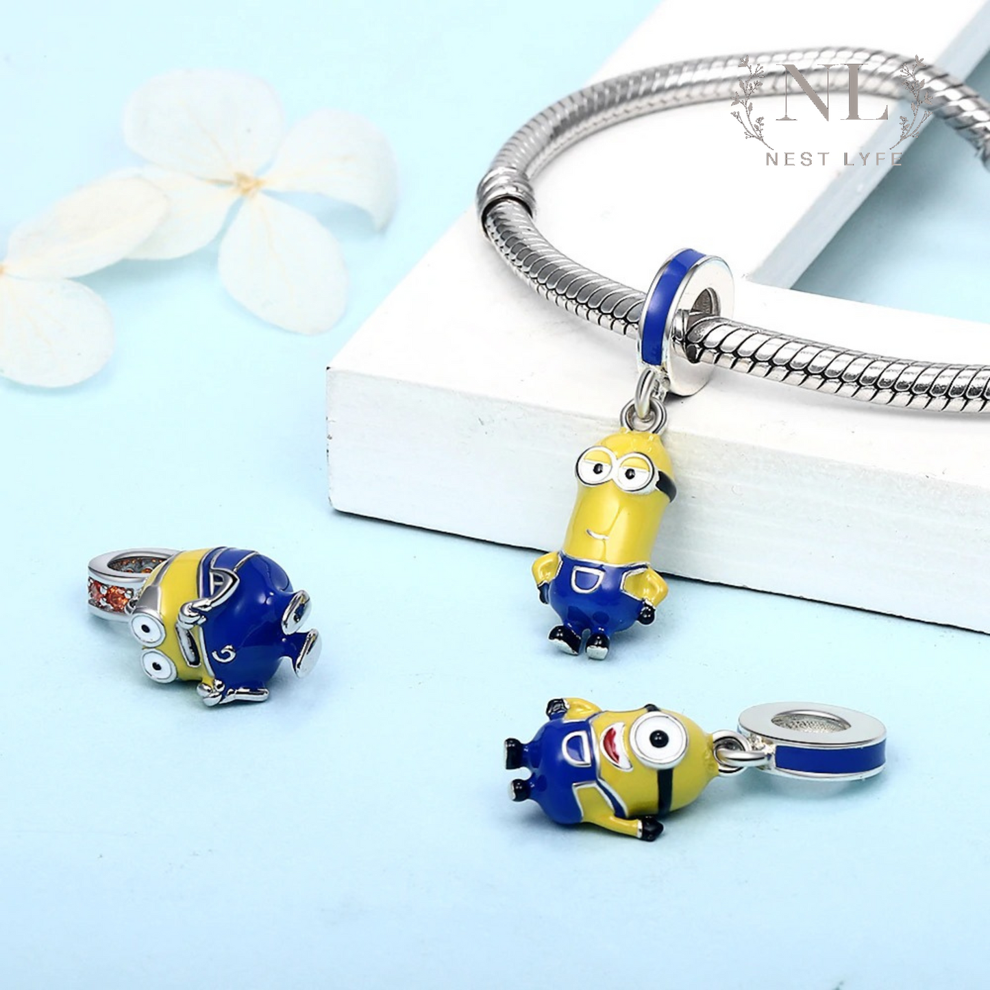 S925 Sterling Silver Minion (from Despicable Me) Charm, Stuart Minion Charm
