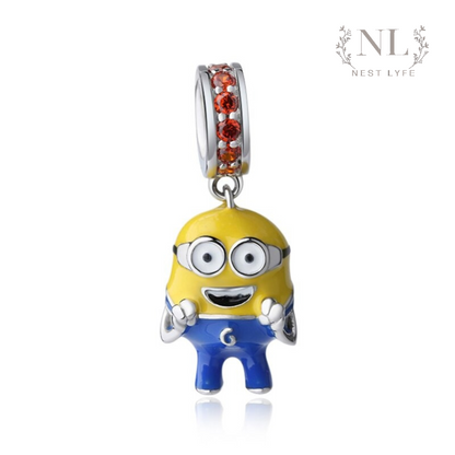 S925 Sterling Silver Minion (from Despicable Me) Charm, Bob Minion Charm