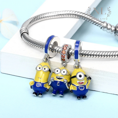 S925 Sterling Silver Minion (from Despicable Me) Charm, Bob Minion Charm