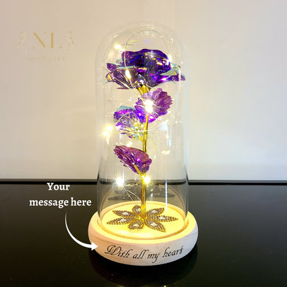 Glittering Stars Personalized Laser Engraved Rose